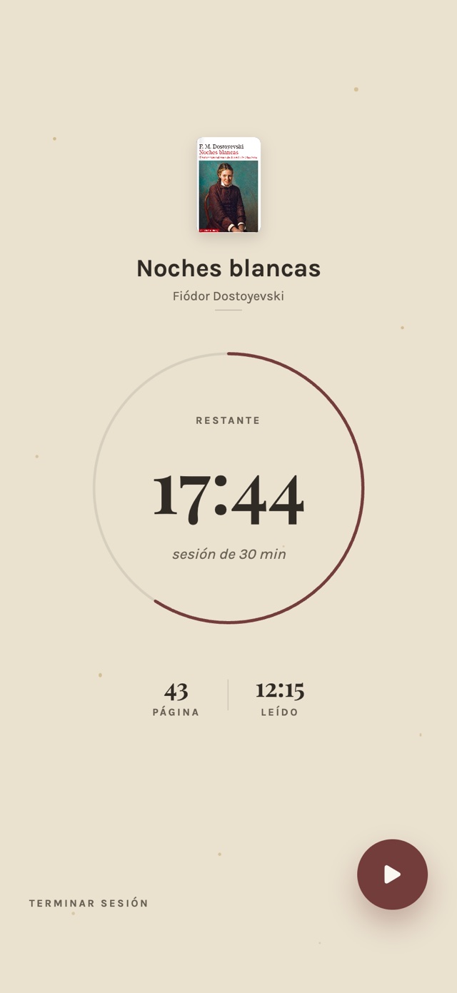 Cronómetro de una sesión de lectura en myShelf